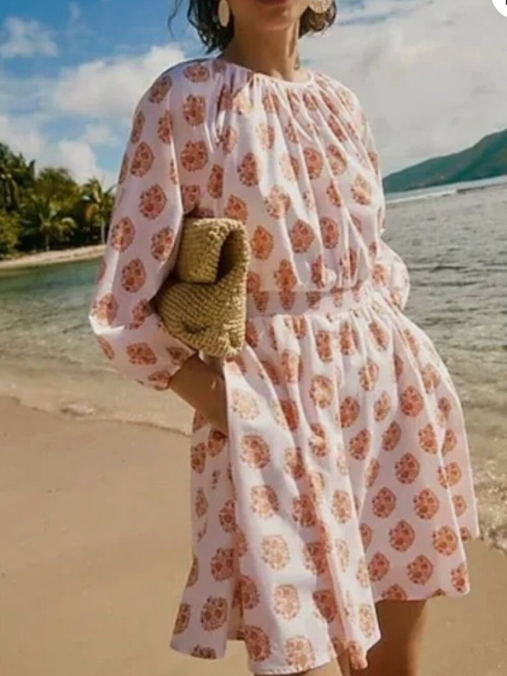 J. Crew Smocked-waist mini dress in gathered floral block print